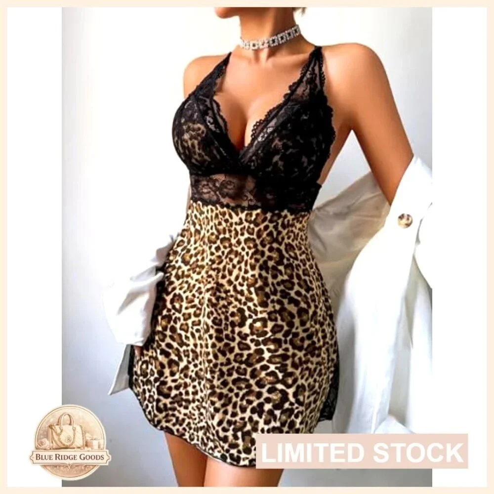 Lace Babydoll Chemise Elegant V-Neck Sleepwear Soft Stretchy Adjustable Straps